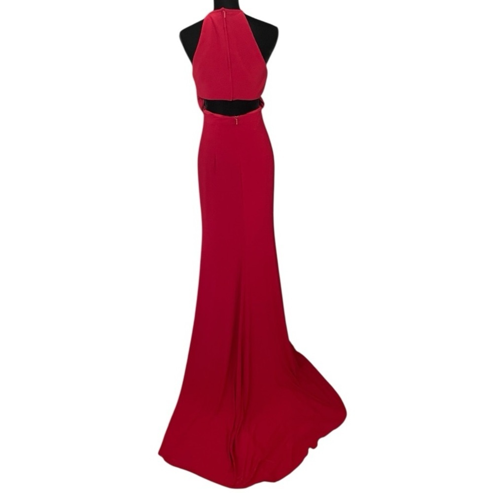 Sherri Hill women’s Red Mermaid is high neck long maxi dress Size 10 party - Picture 4 of 8